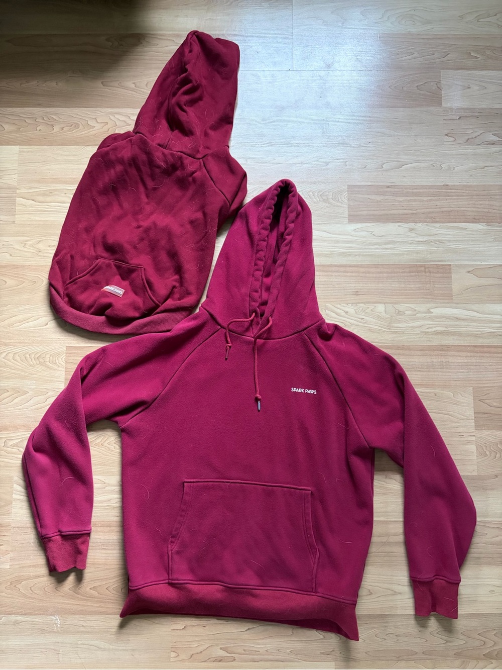 SPARK PAWS Women's Burgundy Hooded Fleece Pullover Sweater Dog Matching Sweater